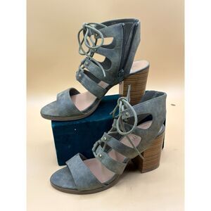 White Mt womens 6.5 M lace-up gladiator sandals shoes sage green 3.5 heel